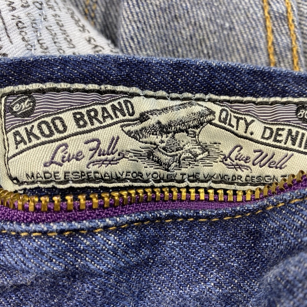 Akoo Brand Retro Y2K Mens Size 34"x32" Dark Wash Straight Cut Denim Jeans Grunge - Picture 7 of 8
